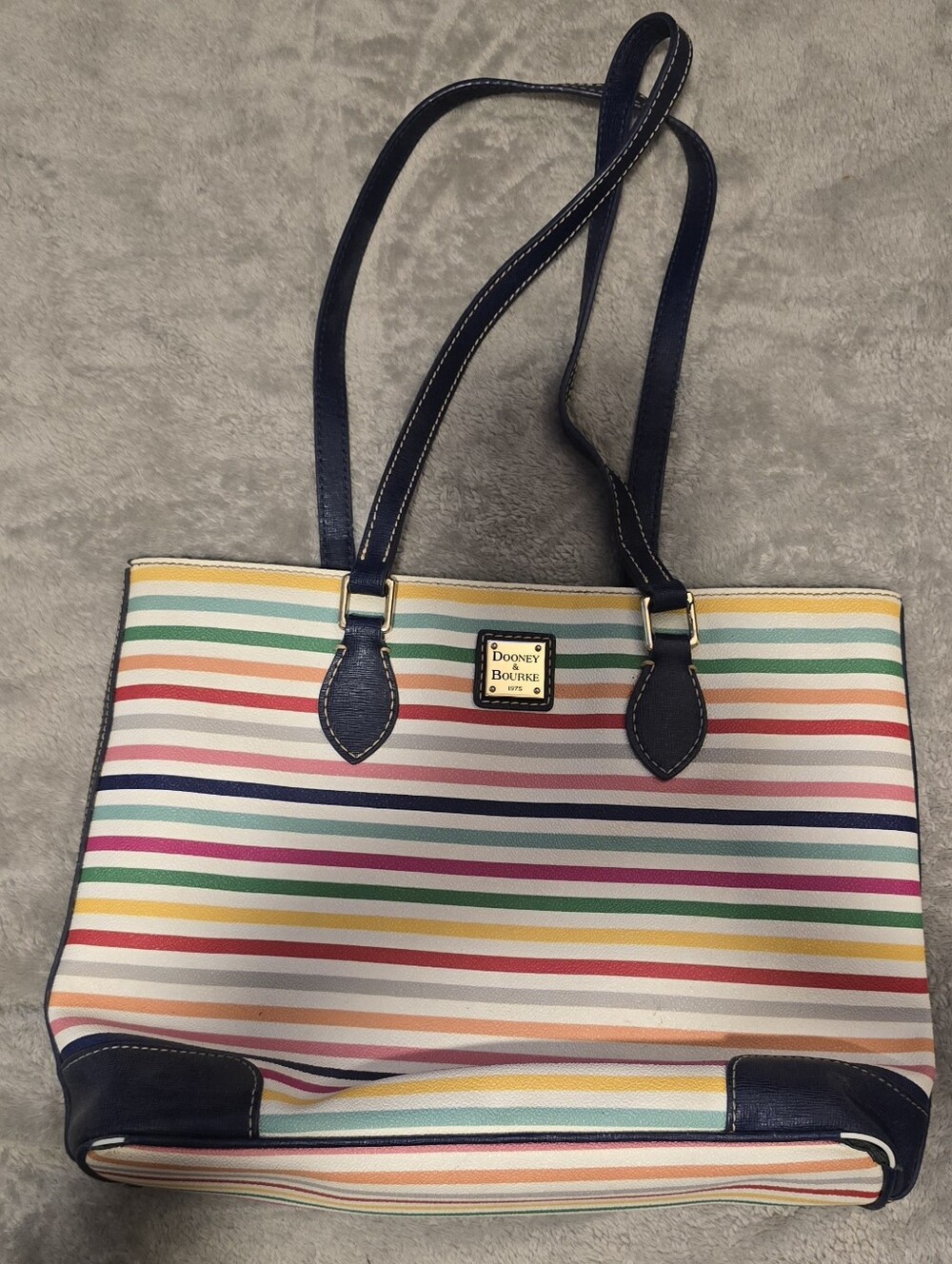 Dooney & Bourke Navy Multi-Stripe Tote